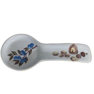 BIA Cordon Bleu Ceramic Spoon Rest, Blueberries And Nuts Design, 10" Long EUC